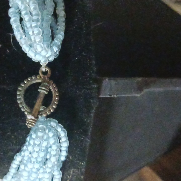 Chic Light Blue Beaded Necklace - Picture 4 of 4